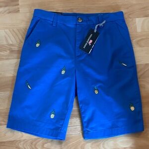 Vineyard Vines Embroidered Breaker Shorts Boys 18 NWT Cobalt Blue/pineapple
